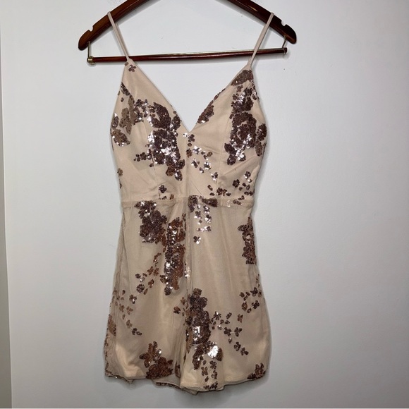Windsor Sequin Romper in Beige and Copper - Picture 2 of 6